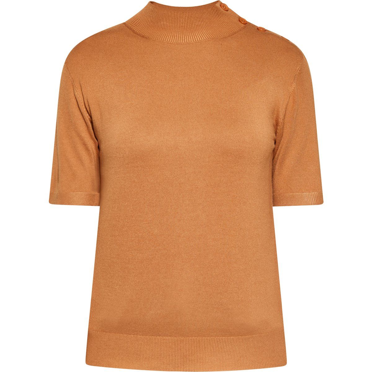 Kurzarm-Stricktop mit Stehkragen