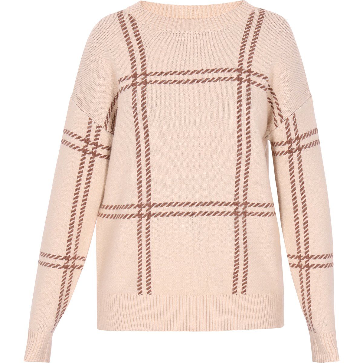 Entspannter Strickpullover mit Karomuster