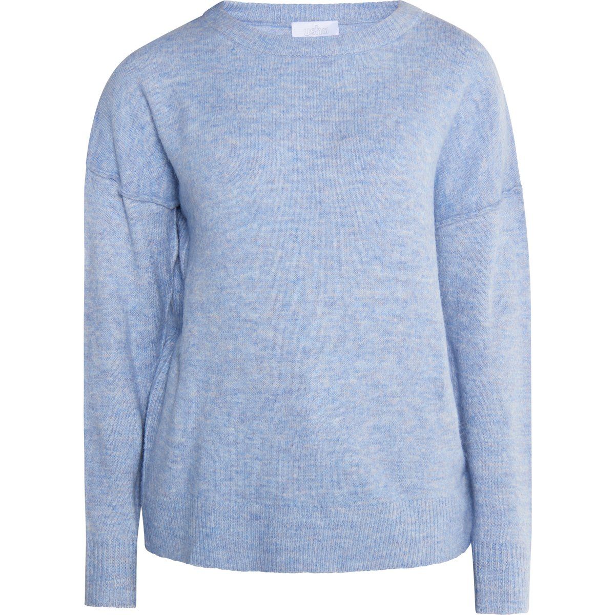 Minimalistischer Melange-Strickpullover mit Rundhals