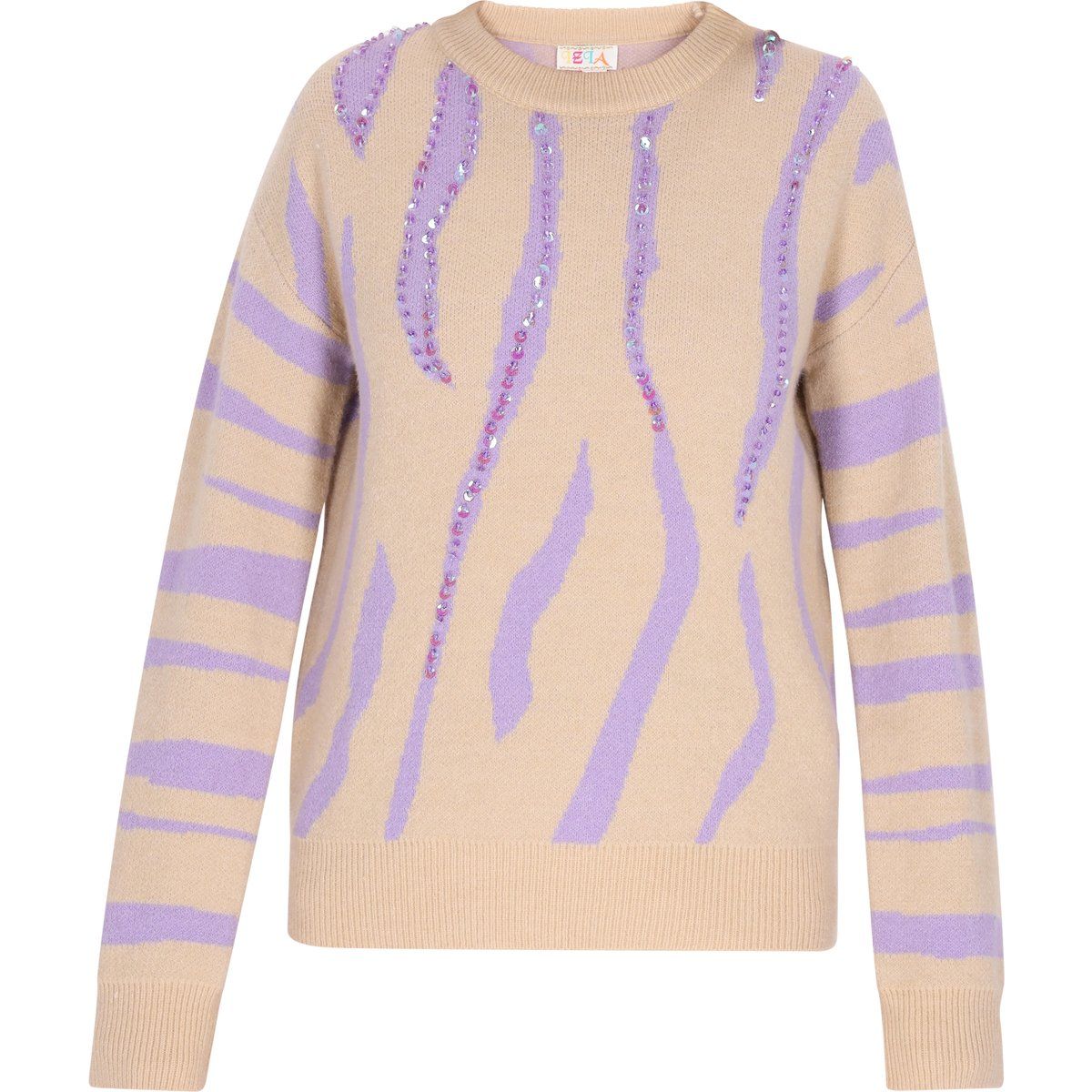Pailletten-Pullover mit Zebra-Streifen