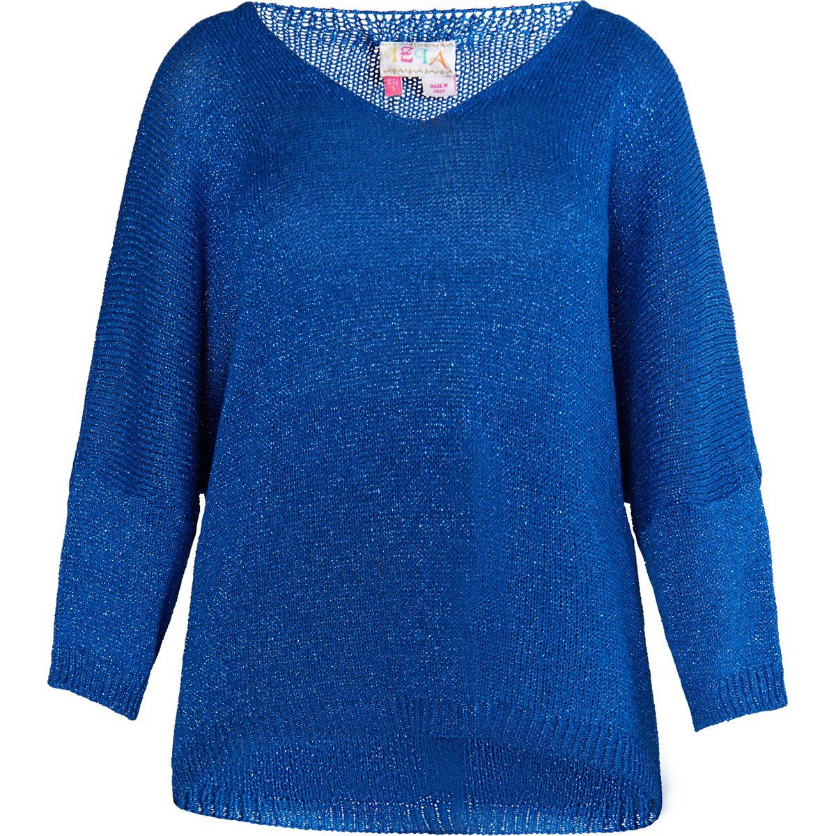 Lockerer V-Ausschnitt Metallic-Strickpullover