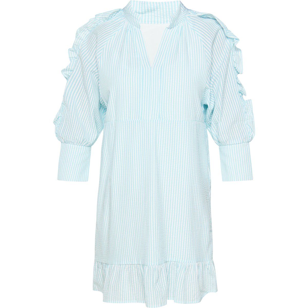 Gestreiftes Seersucker-Minikleid mit Rüschen