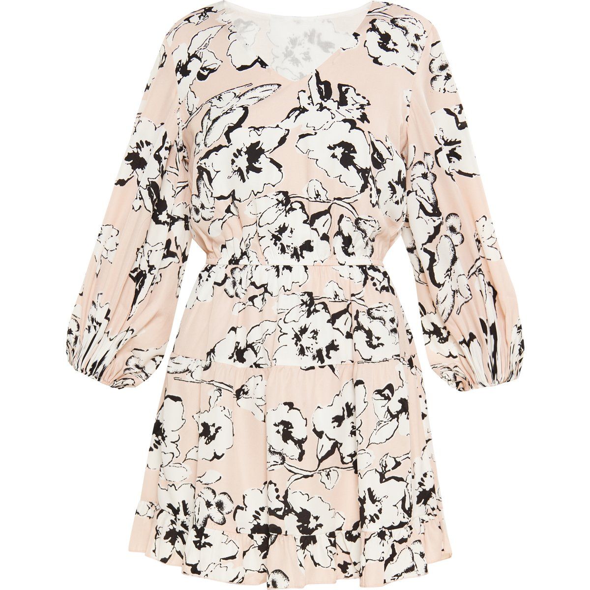 Gestuftes Minikleid mit Blumenmuster
