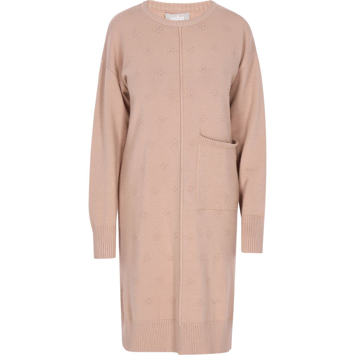 Strukturiertes Strick-Midikleid mit Tasche