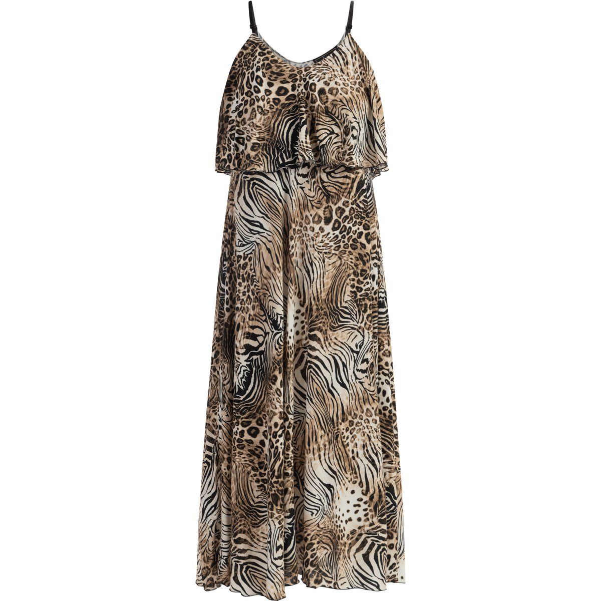 Fließendes Maxikleid mit Tiermuster