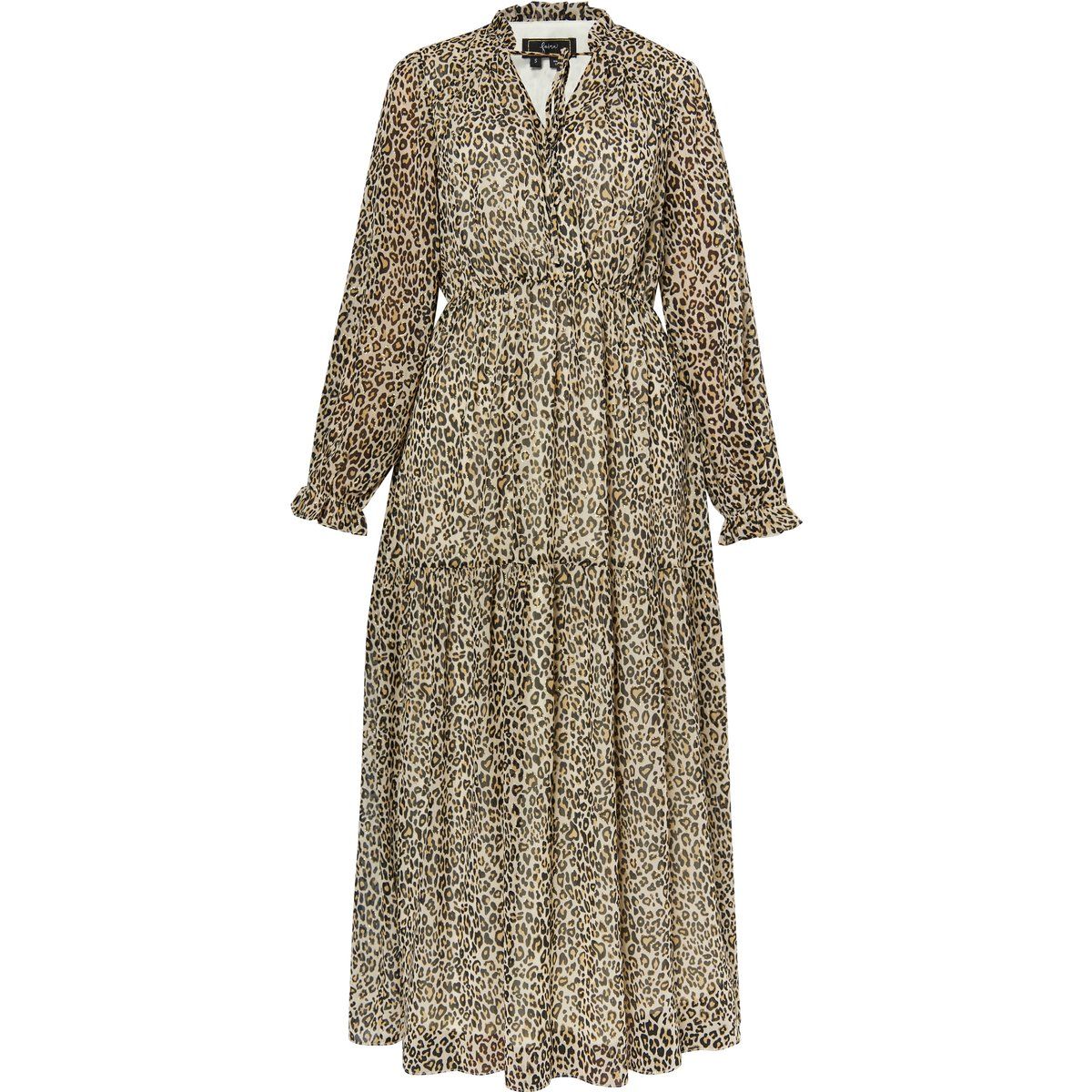 Gestuftes Maxikleid mit Leoparden-Print