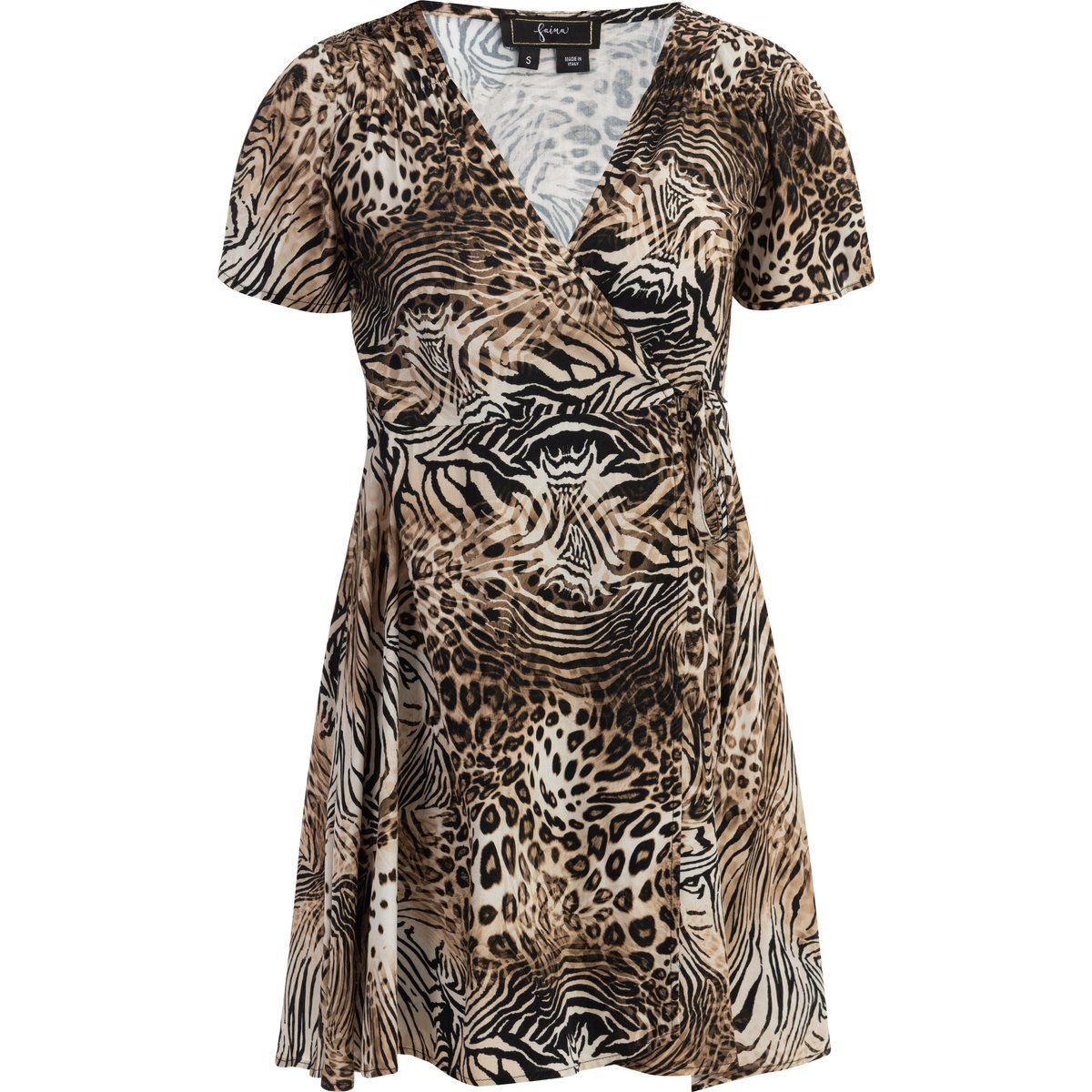 Minikleid mit Animal-Print und Wickeleffekt