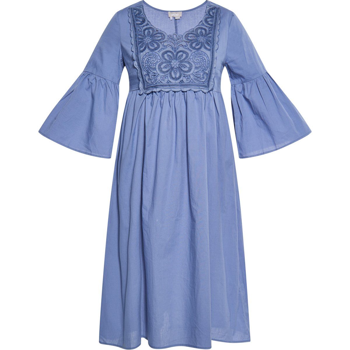 Besticktes Boho-Midi mit Glockenärmeln