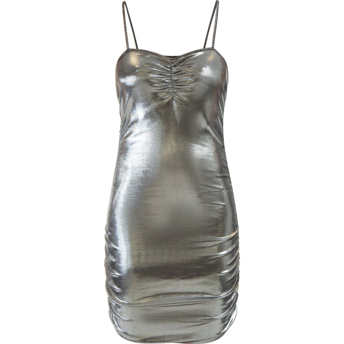 Metallic-Minikleid mit Raffung