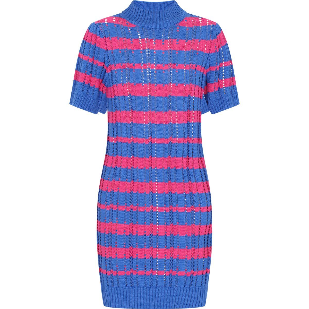 Gestreiftes Ajour-Strick-Minikleid