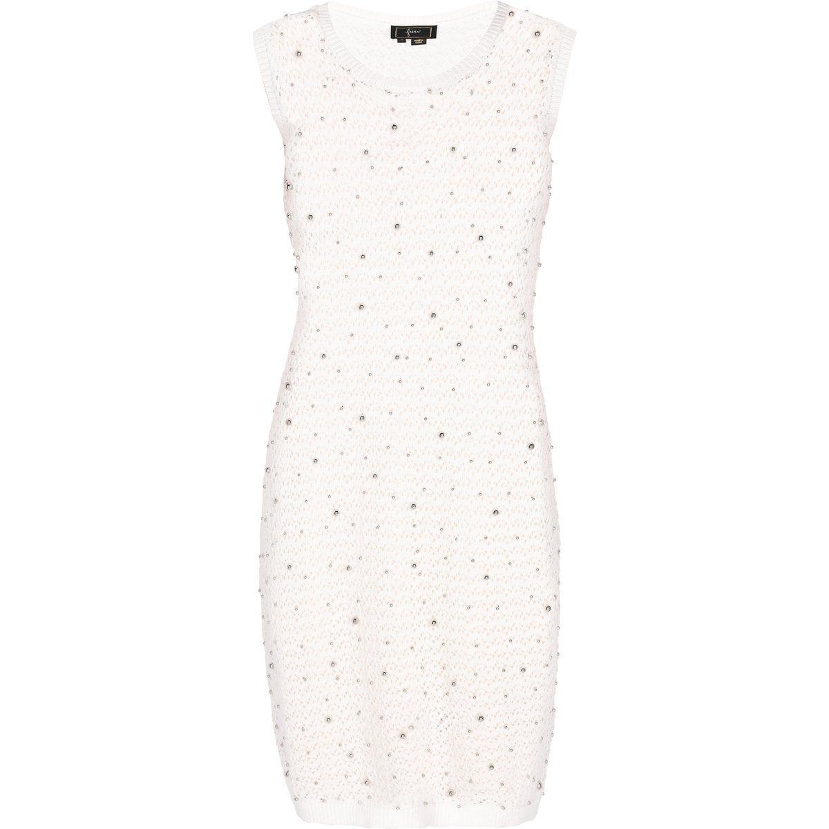 Perlenbesetztes Ajour-Strick-Minikleid