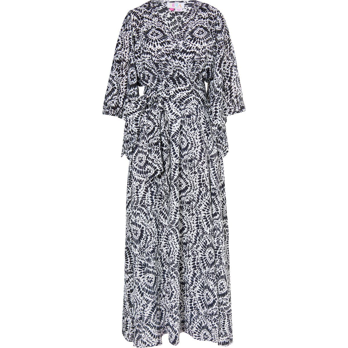 Bedrucktes Kimono-Maxikleid in Wickeloptik