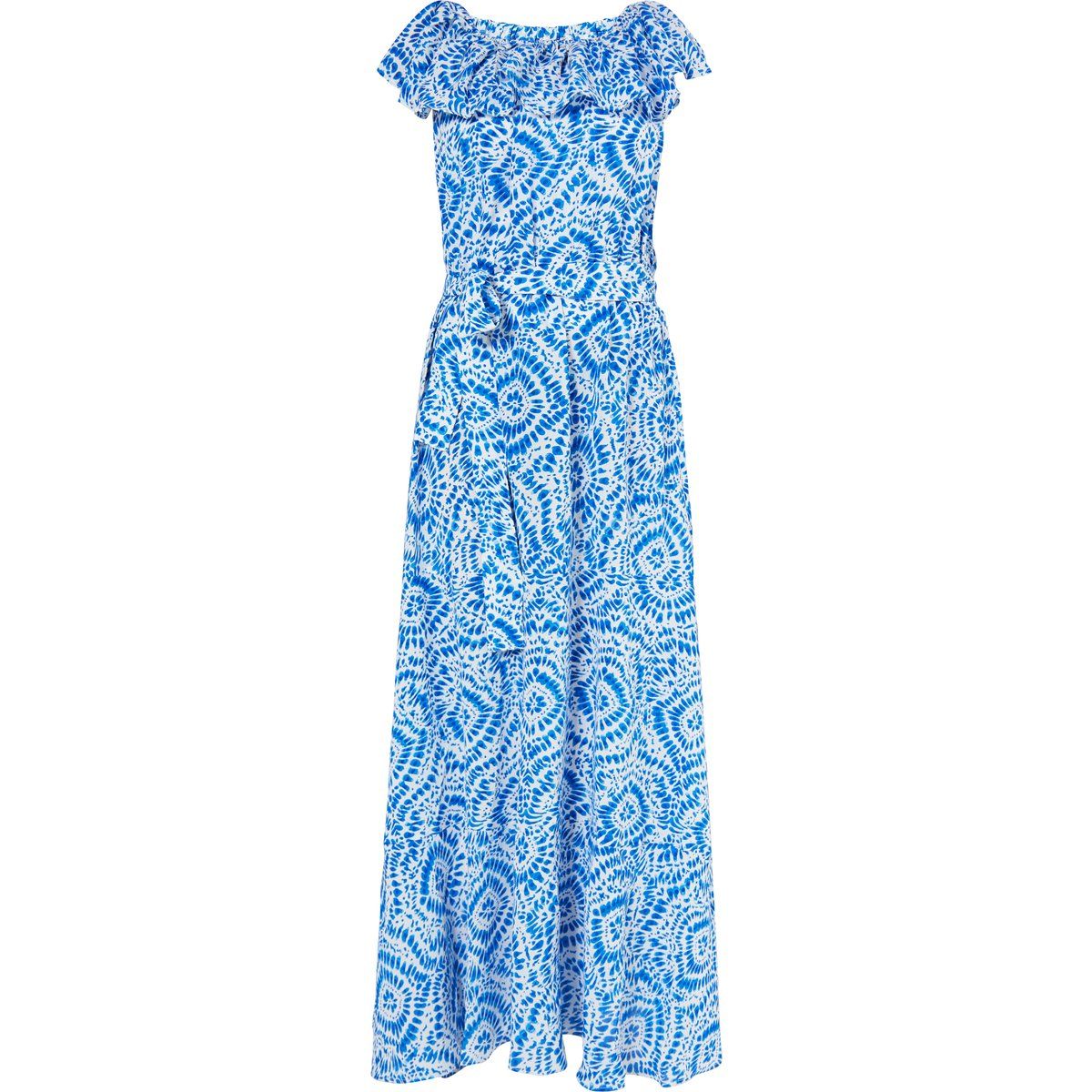 Maxikleid mit geometrischem Print und Volants