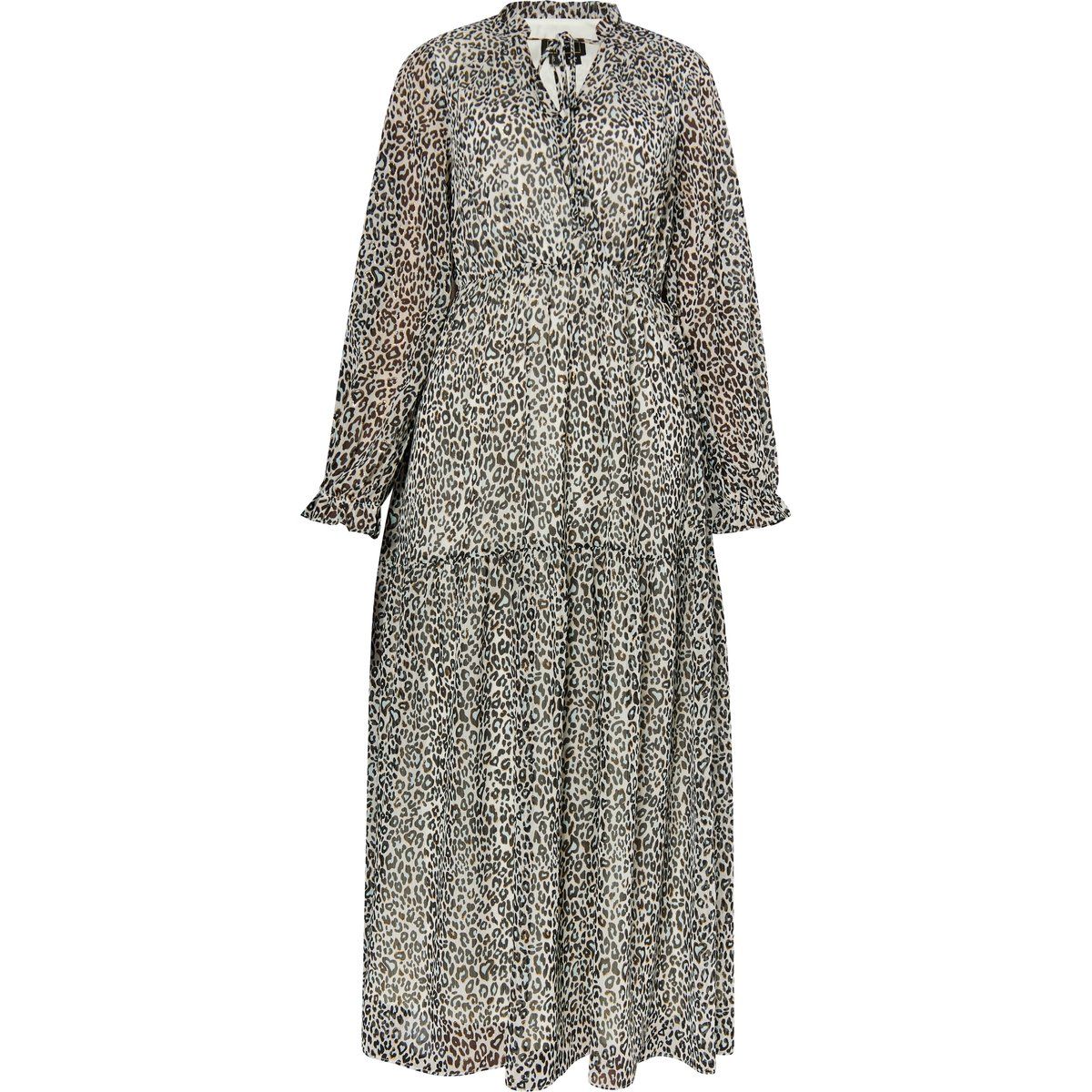 Fließendes Stufen-Maxikleid mit Leoprint