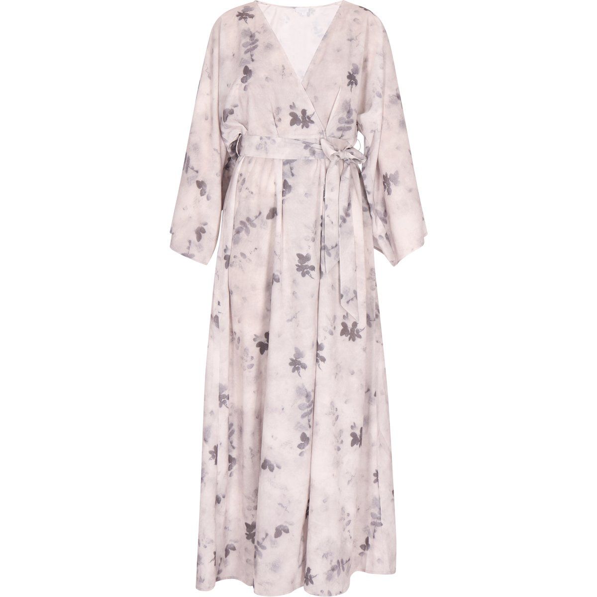 Fließendes Kimono-Maxikleid mit Blumenprint