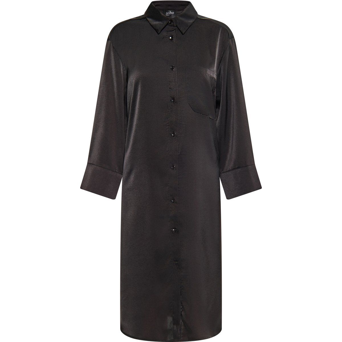 Elegantes Satin-Hemdblusenkleid mit Knopfleiste