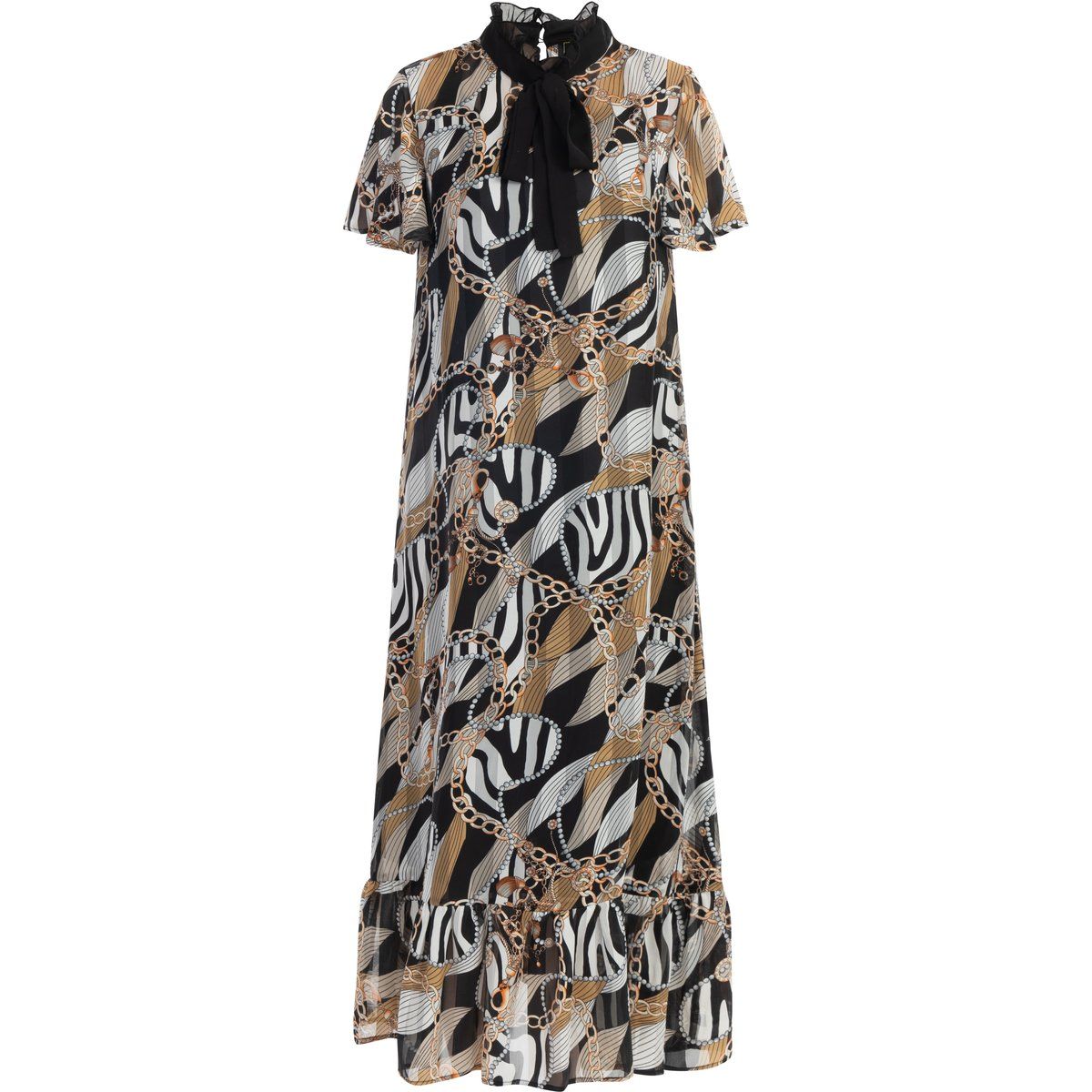 Gemustertes Midikleid mit Schluppe