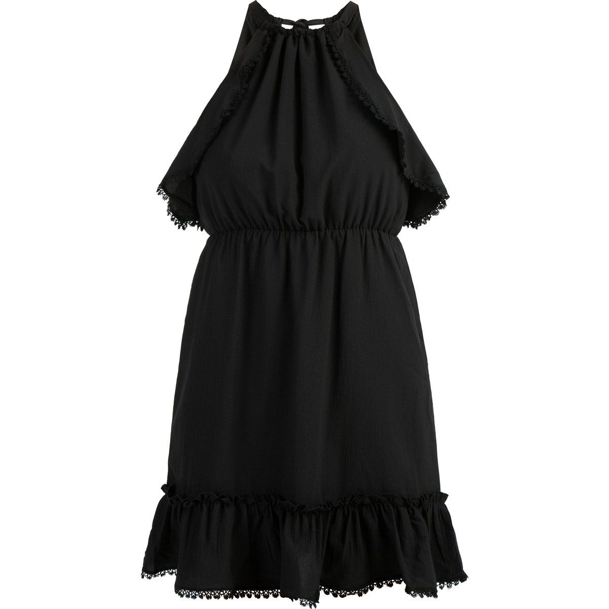 Neckholder-Minikleid mit Rüschen