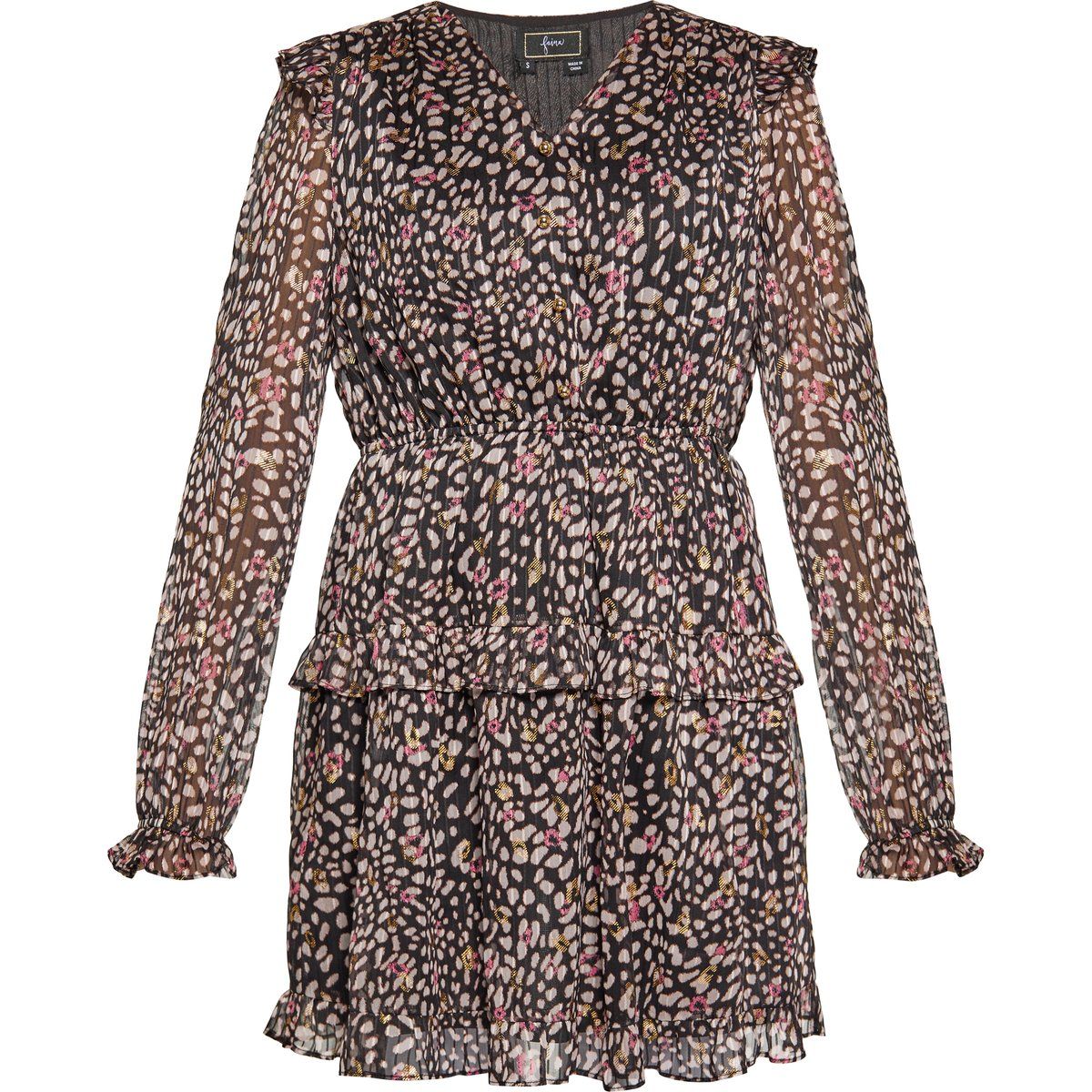 Gestuftes Minikleid mit Animal-Print