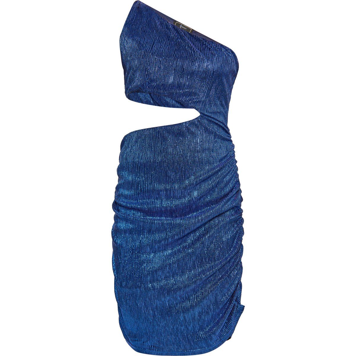 Asymmetrisches Metallic-Minikleid mit Raffung