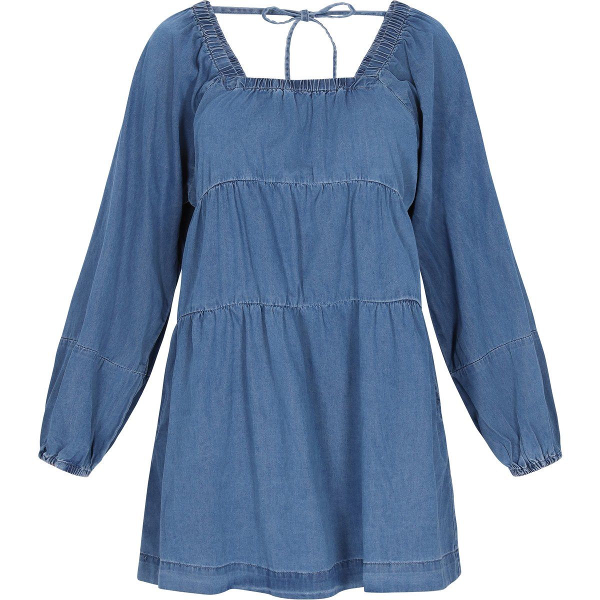 Gestuftes Minikleid in Jeans-Optik