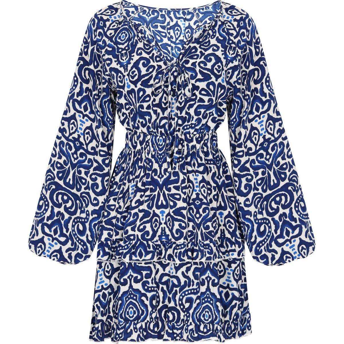 Gestuftes Minikleid mit abstraktem Print