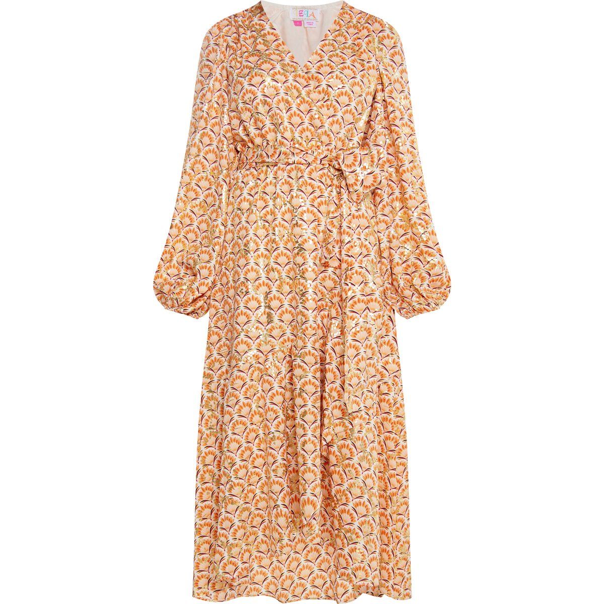 Schimmerndes Wickel-Maxikleid mit Blumenprint
