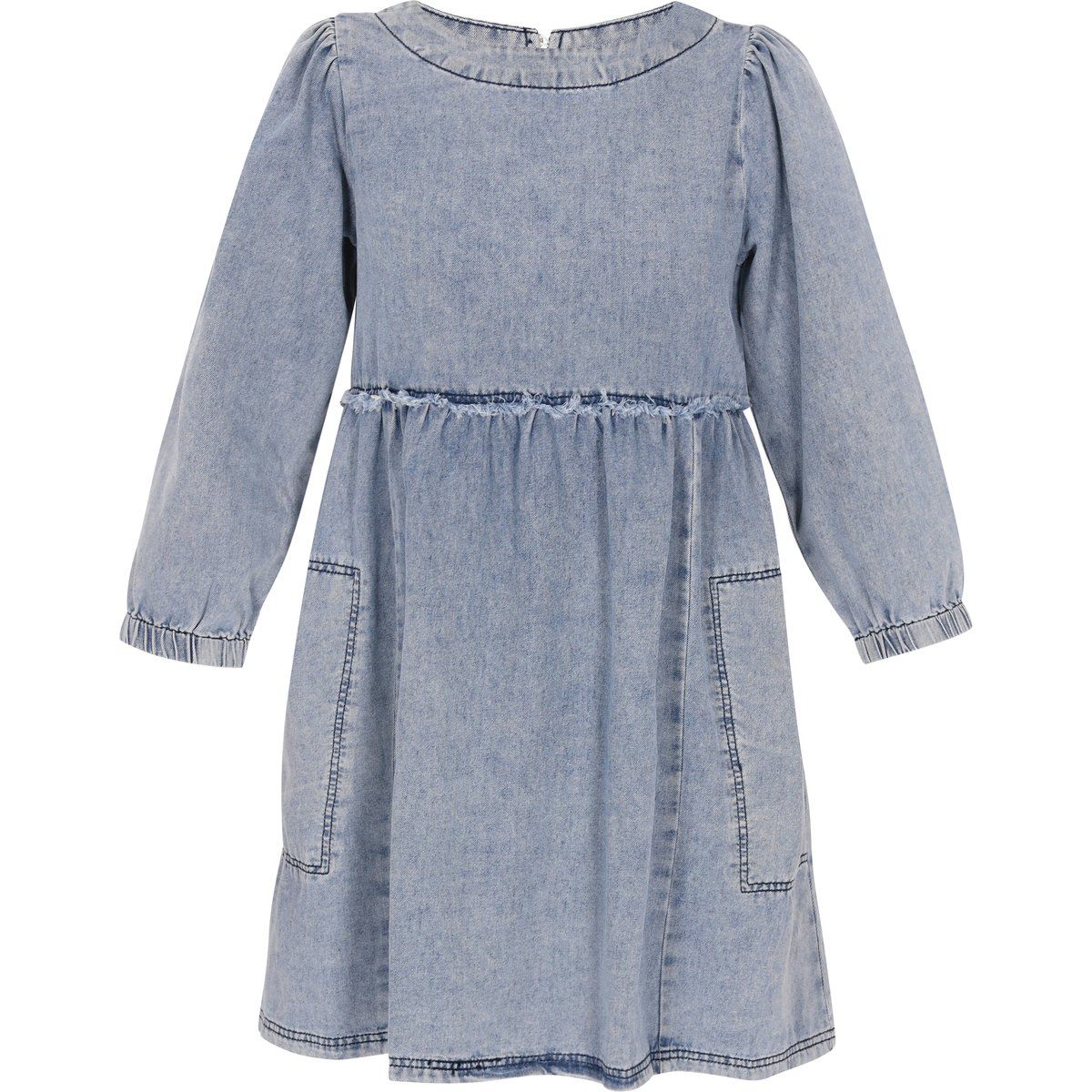 Denim-Smockkleid mit Puffärmeln