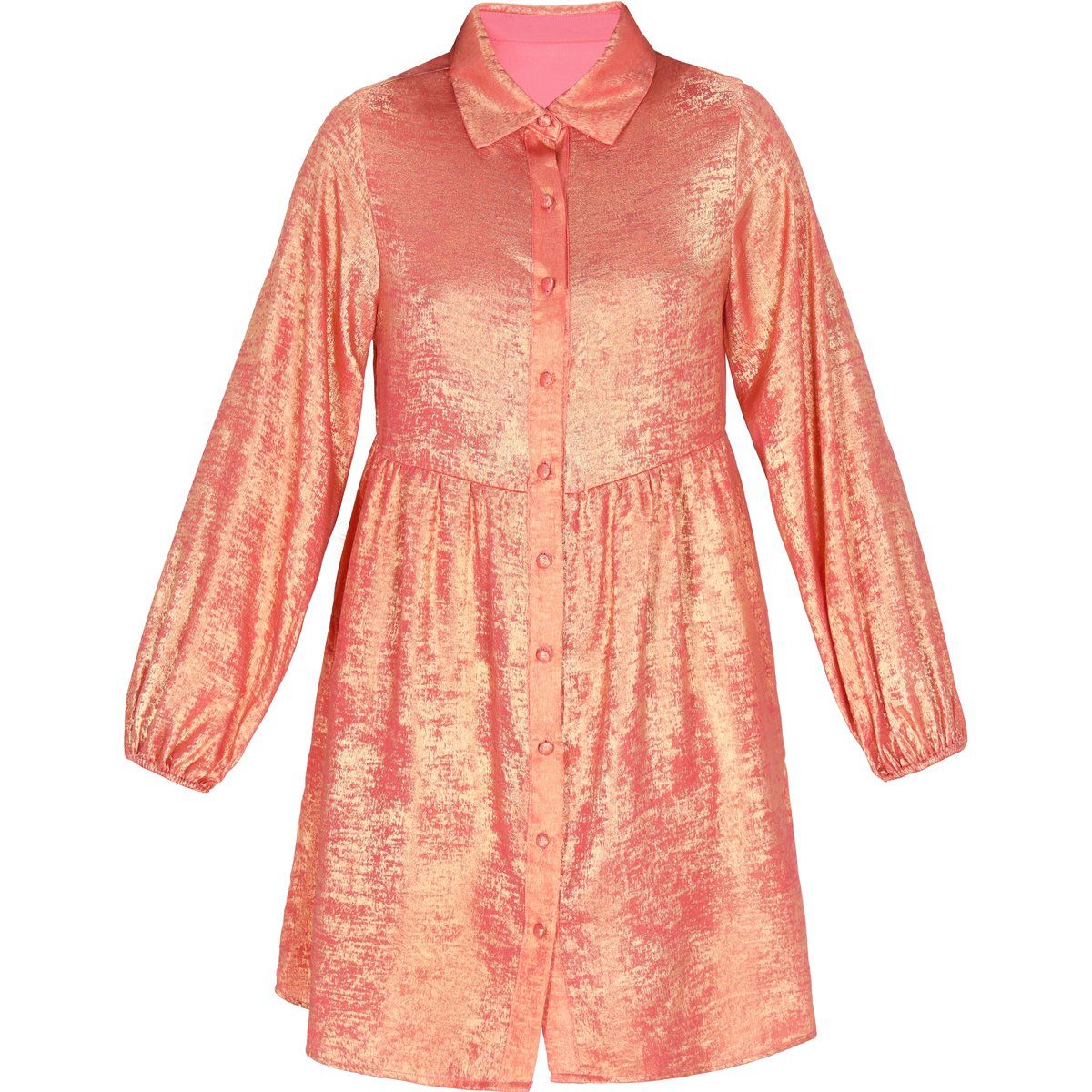 Schimmerndes Metallic-Hemdkleid in Minilänge