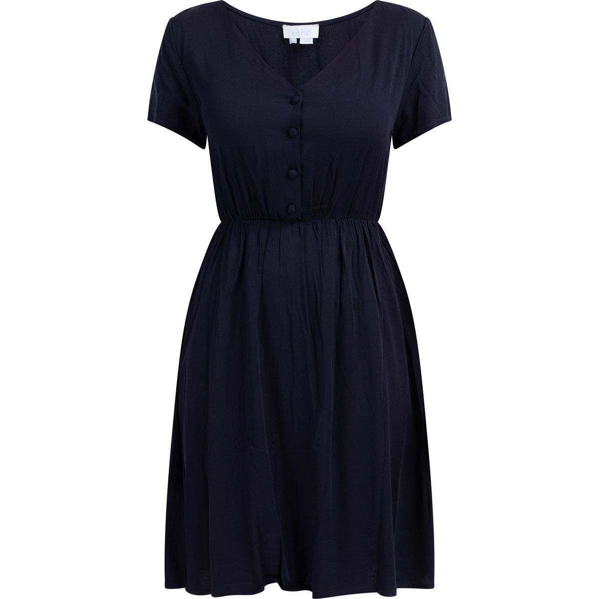 Kurzarm-Midikleid mit V-Ausschnitt