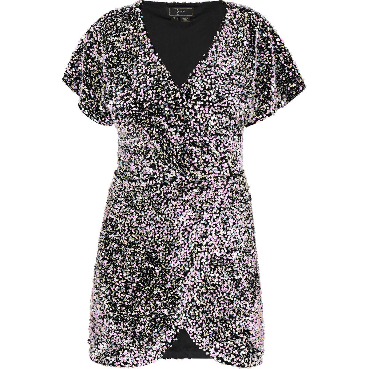 Pailletten-Minikleid im Wickellook