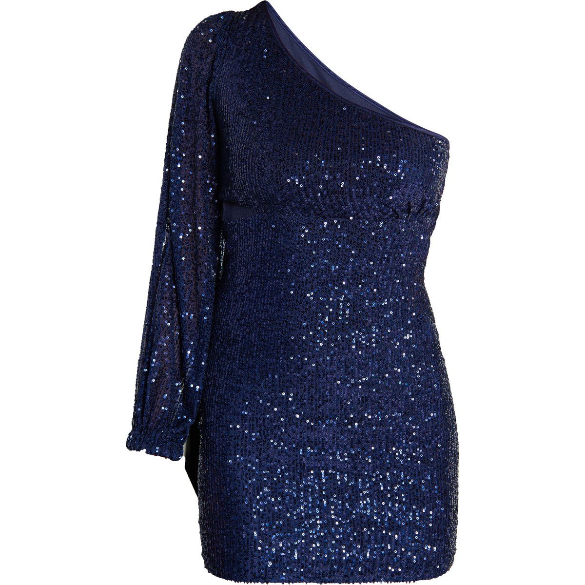 Pailletten-Minikleid mit One-Shoulder-Ausschnitt
