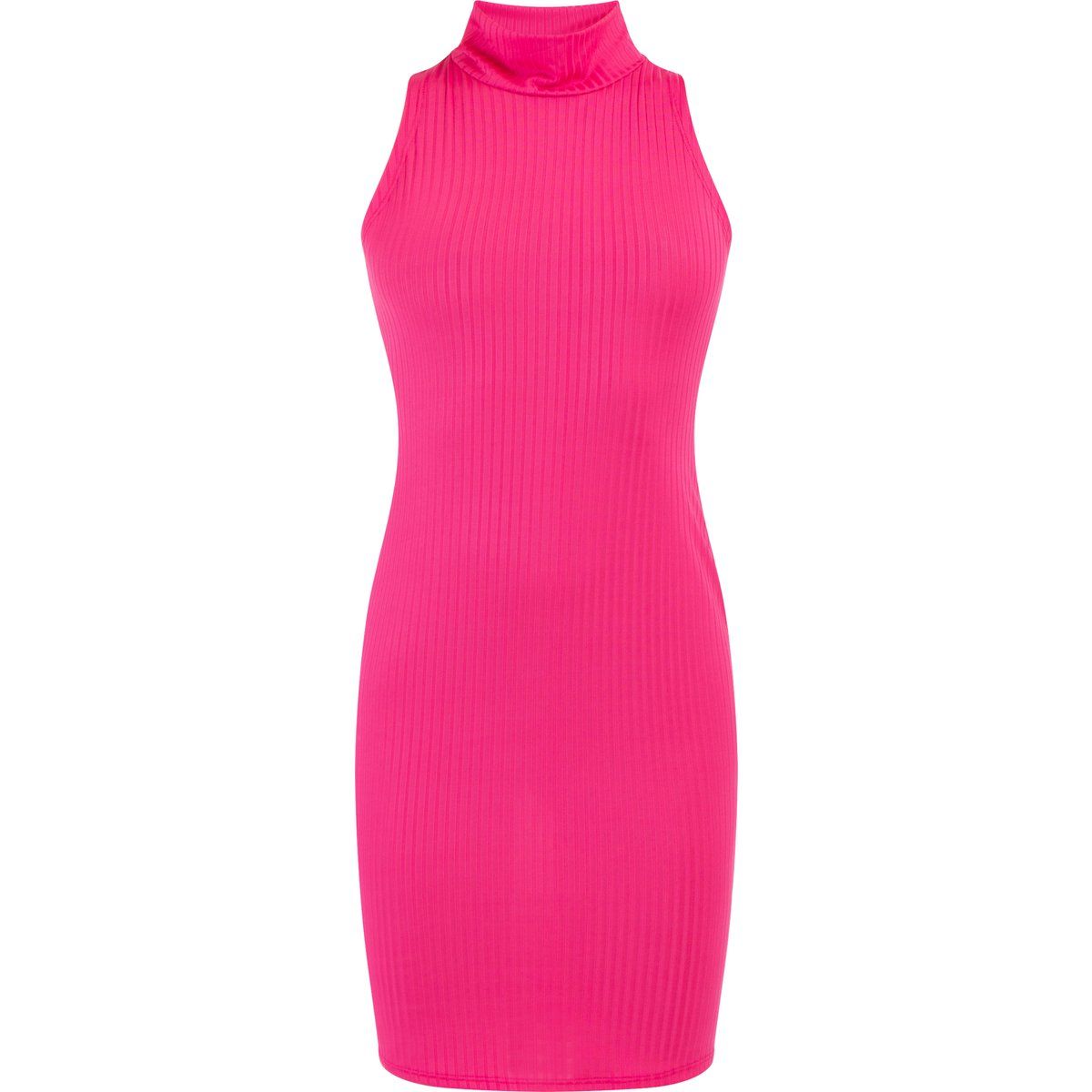 Geripptes Minikleid mit Stehkragen
