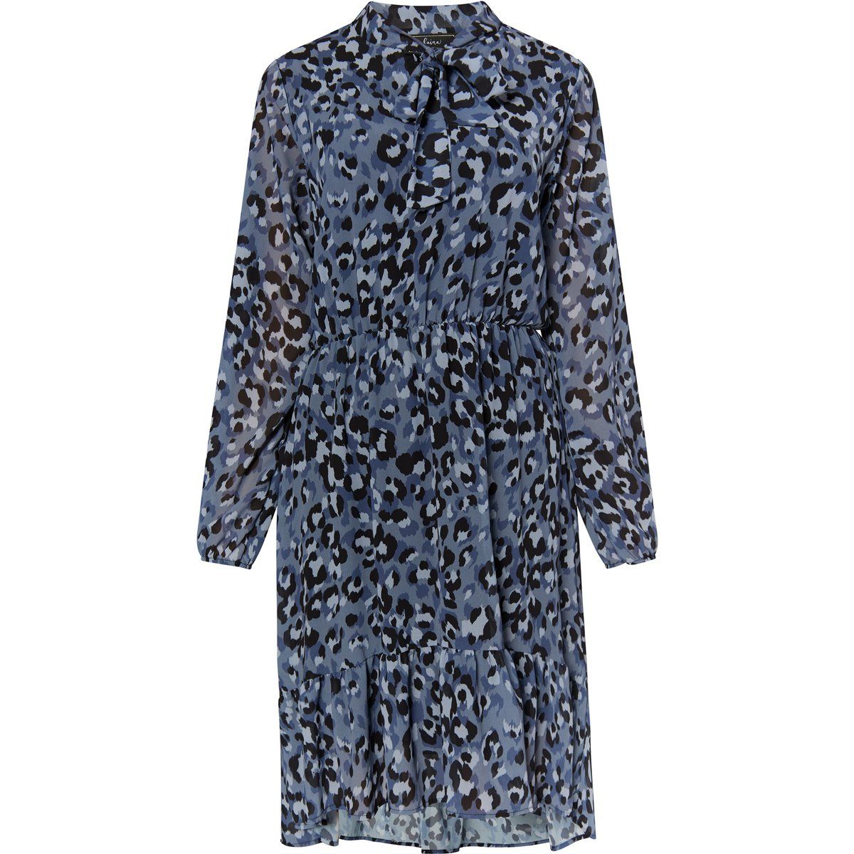 Midi-Kleid mit Leo-Print und Schluppe