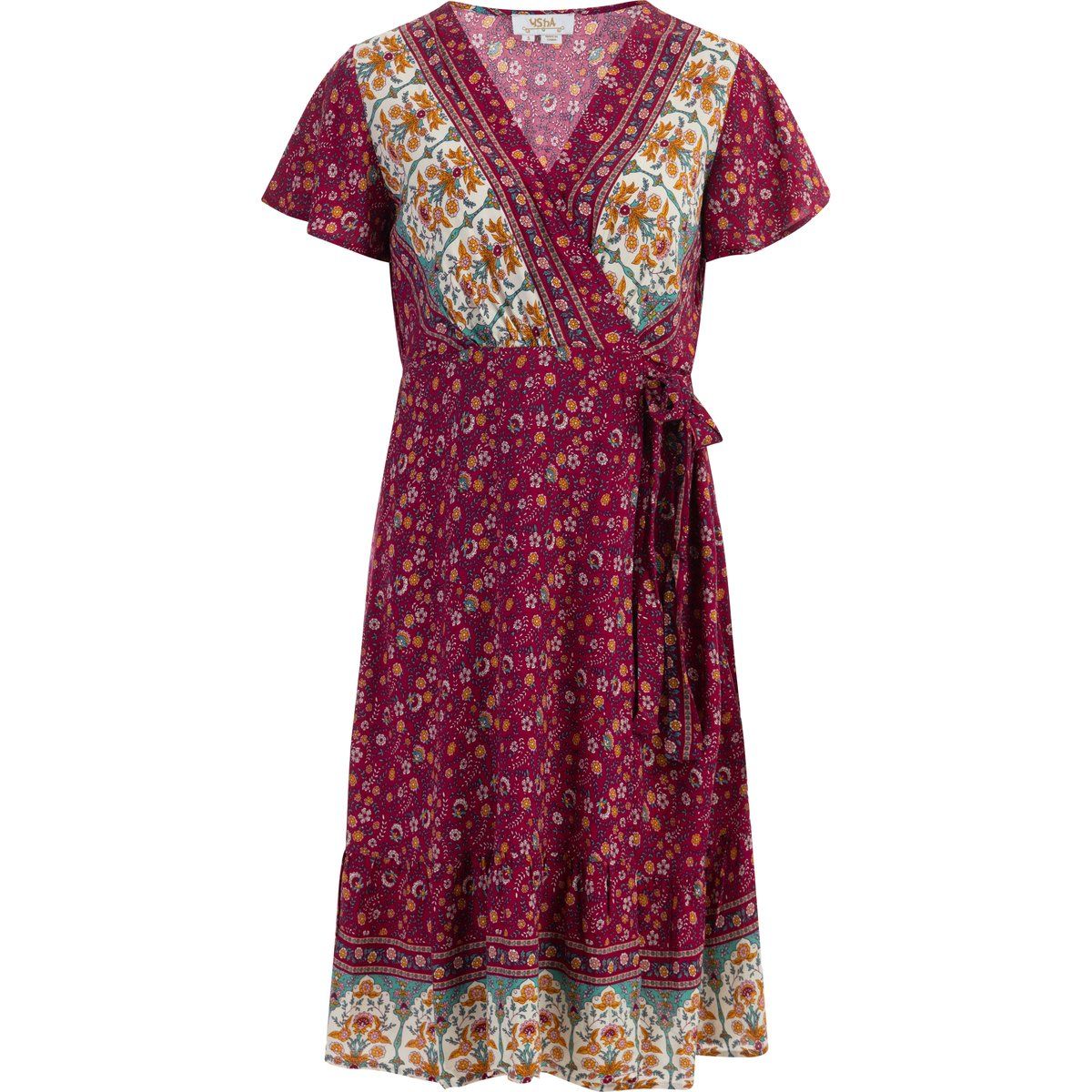Florales Wickel-Midikleid mit Volants