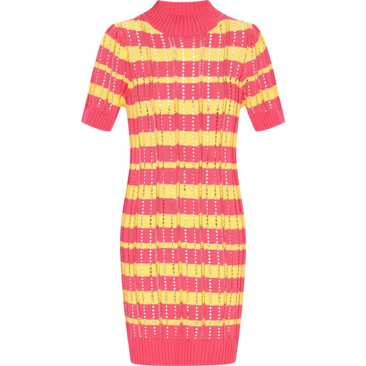 Gestreiftes Ajour-Strick-Minikleid