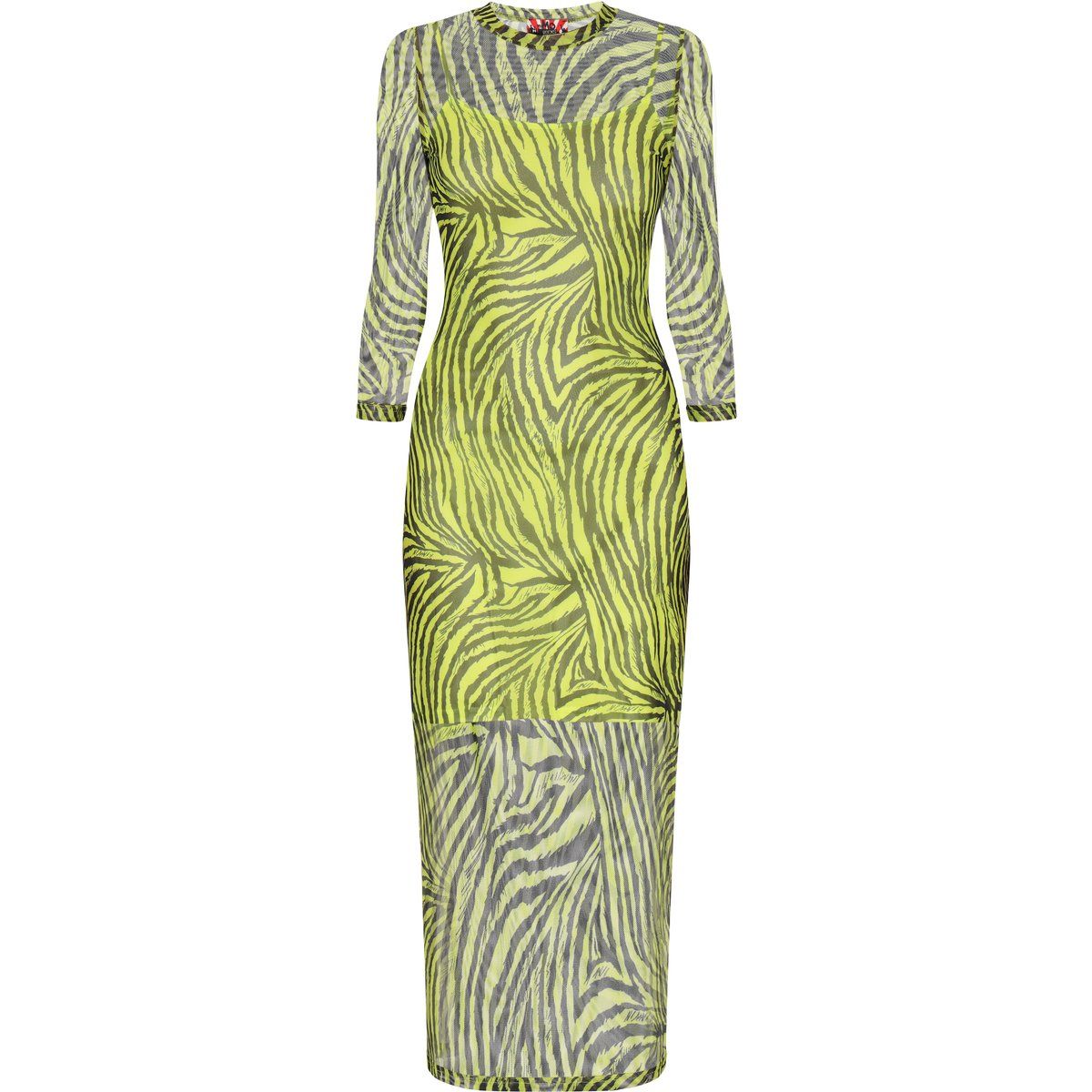 Zebra-Print Mesh-Maxikleid