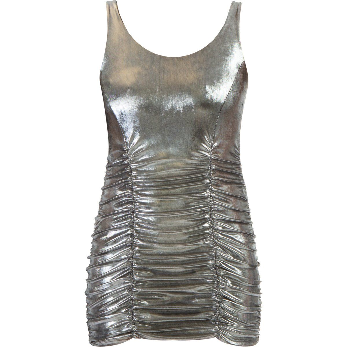 Körperbetontes Metallic-Minikleid mit Raffung
