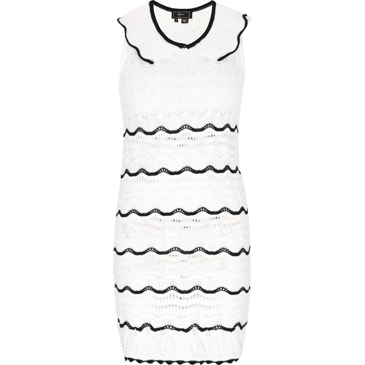 Pointelle-Strickkleid mit Wellenbesatz