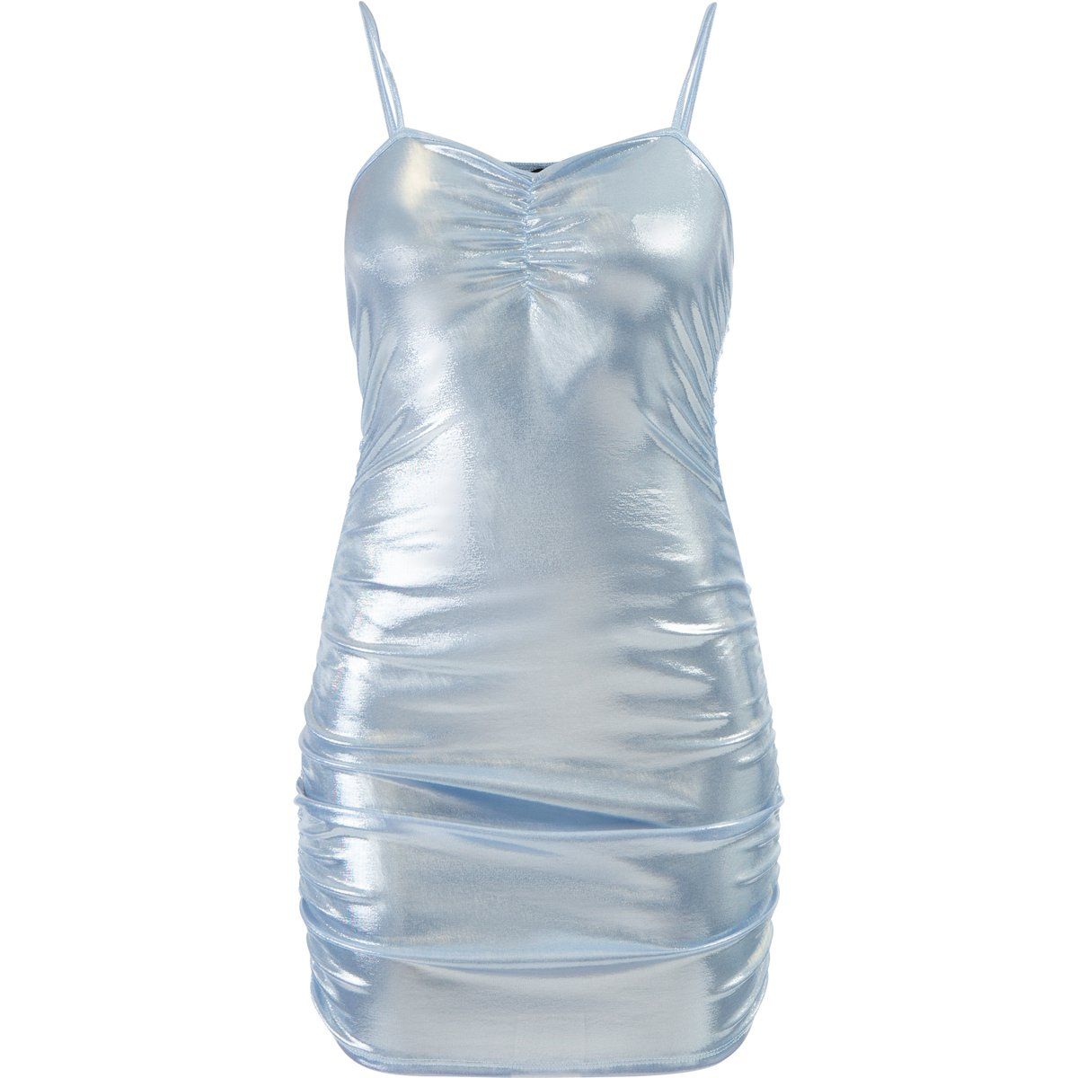 Körpernahes Metallic-Minikleid mit Raffungen
