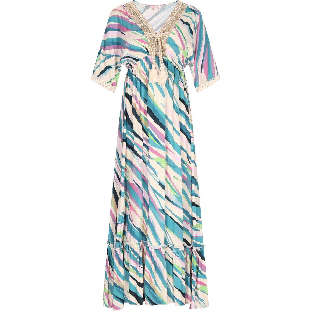 Besticktes Maxikleid mit Zebramuster