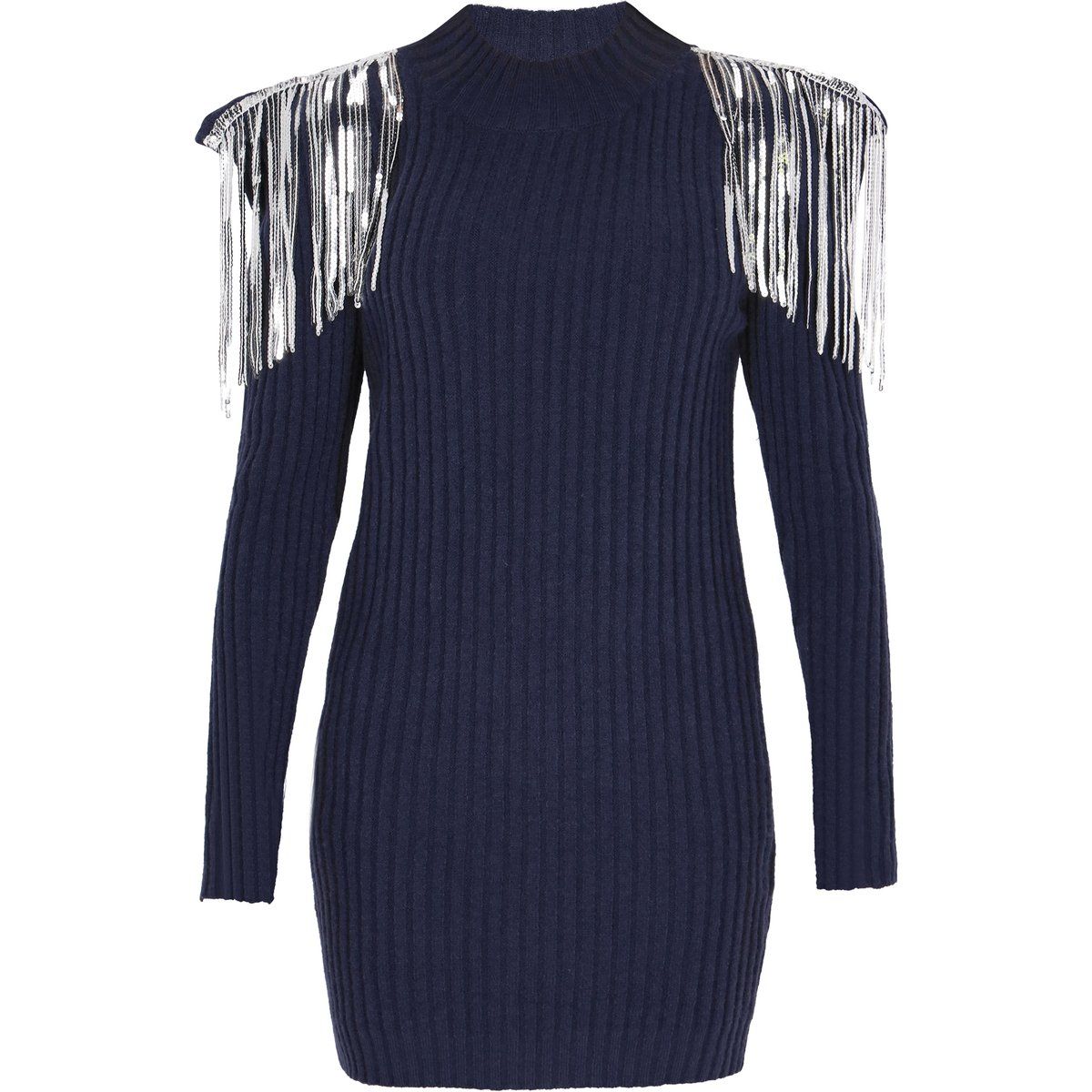 Strickkleid mit verzierten Schultern