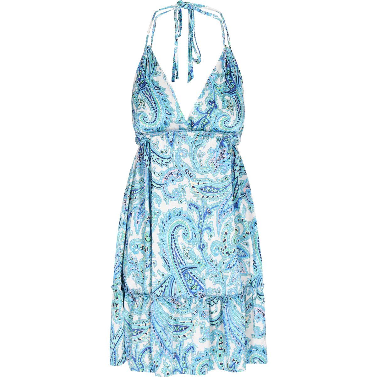 Neckholder-Minikleid mit Paisley-Print