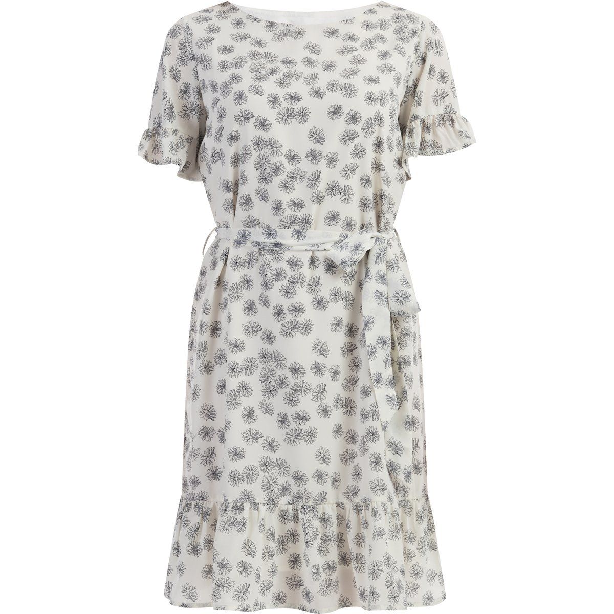 Geblümtes Midikleid mit Rüschen