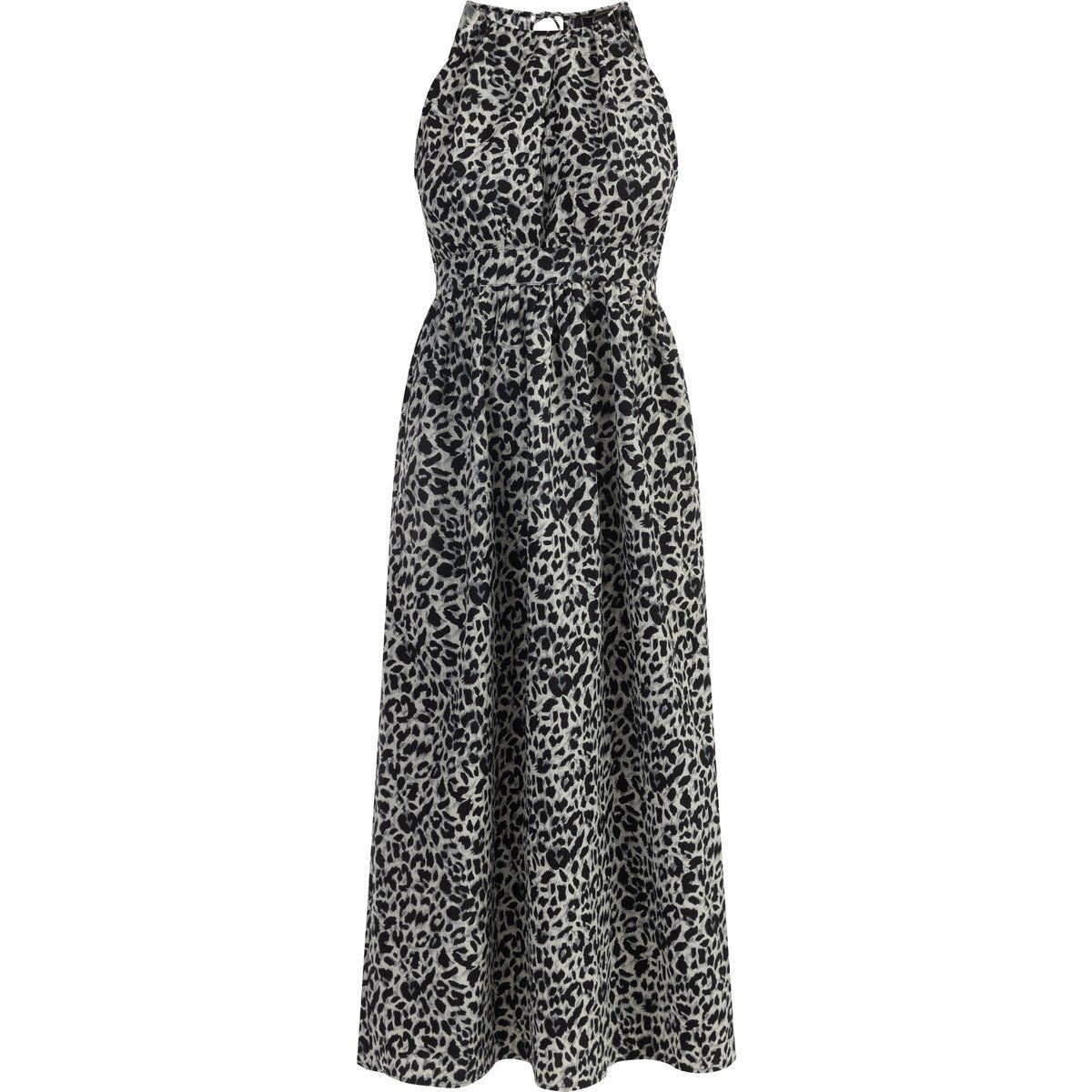 Maxikleid mit Leopardenprint und Neckholder