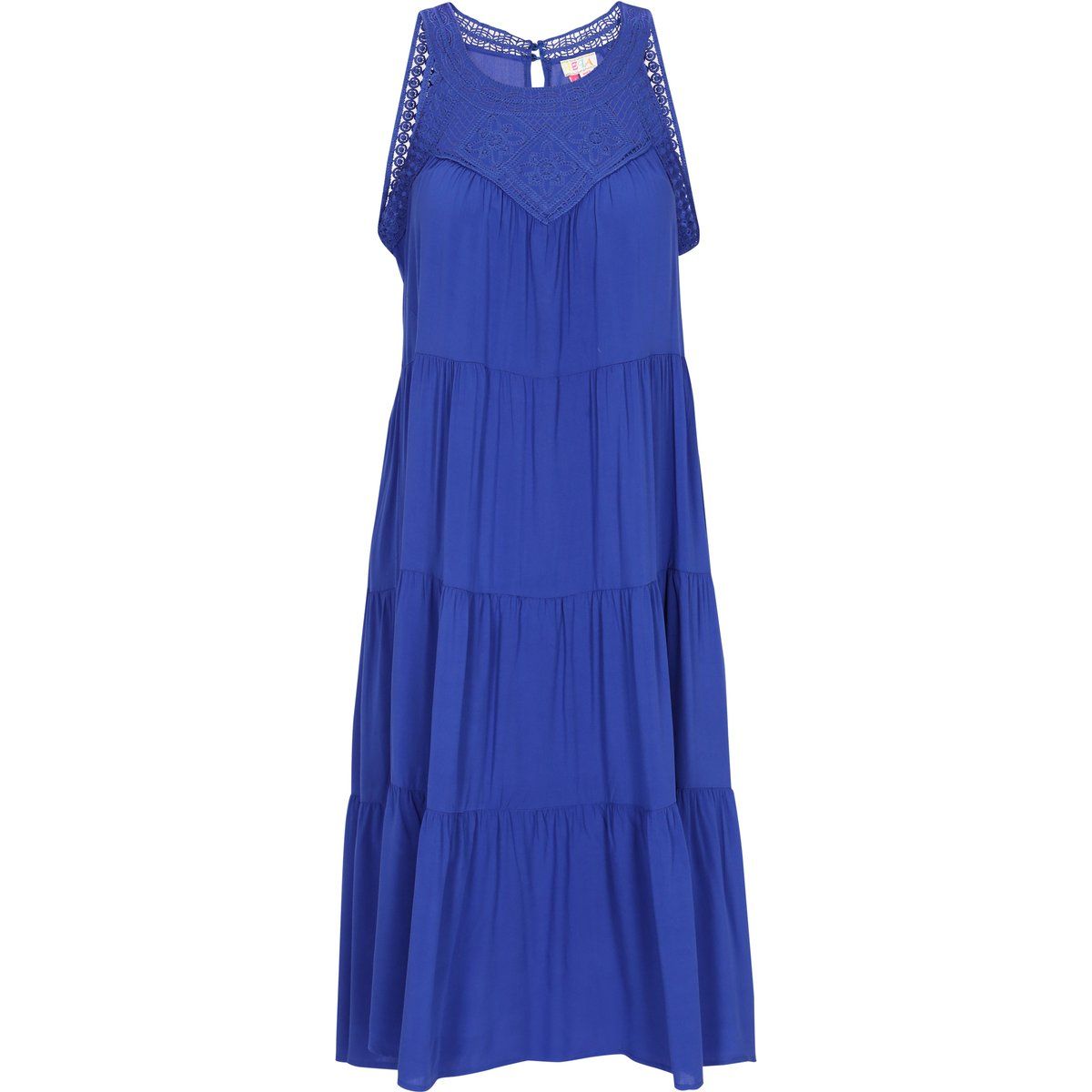 Gestuftes Midikleid mit Häkeldetails