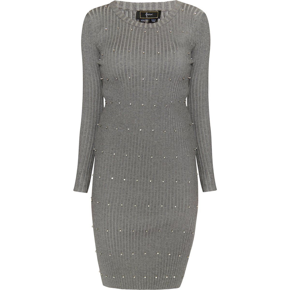 Verziertes Rippstrick-Midikleid