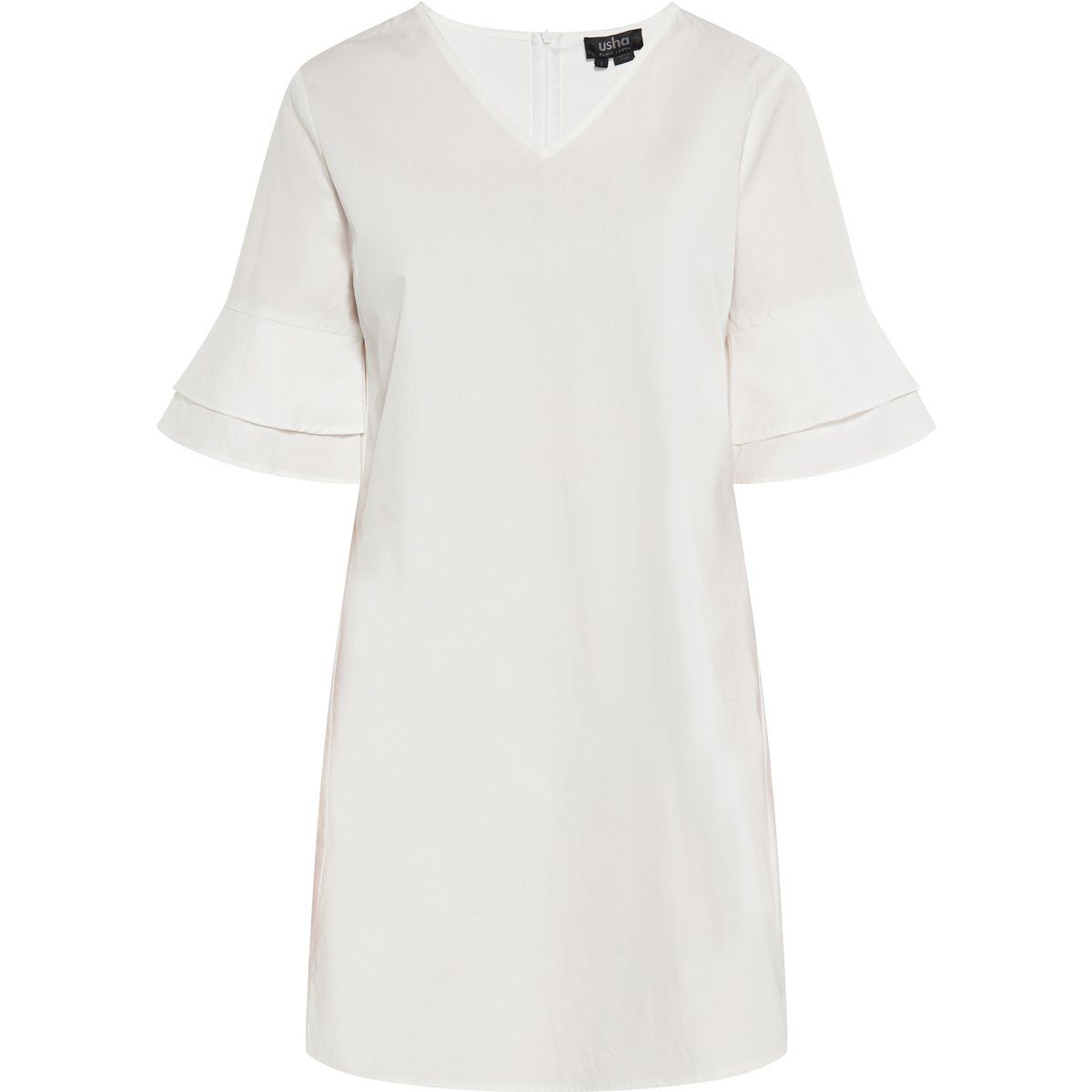 Baumwoll-Minikleid mit V-Ausschnitt und Volants