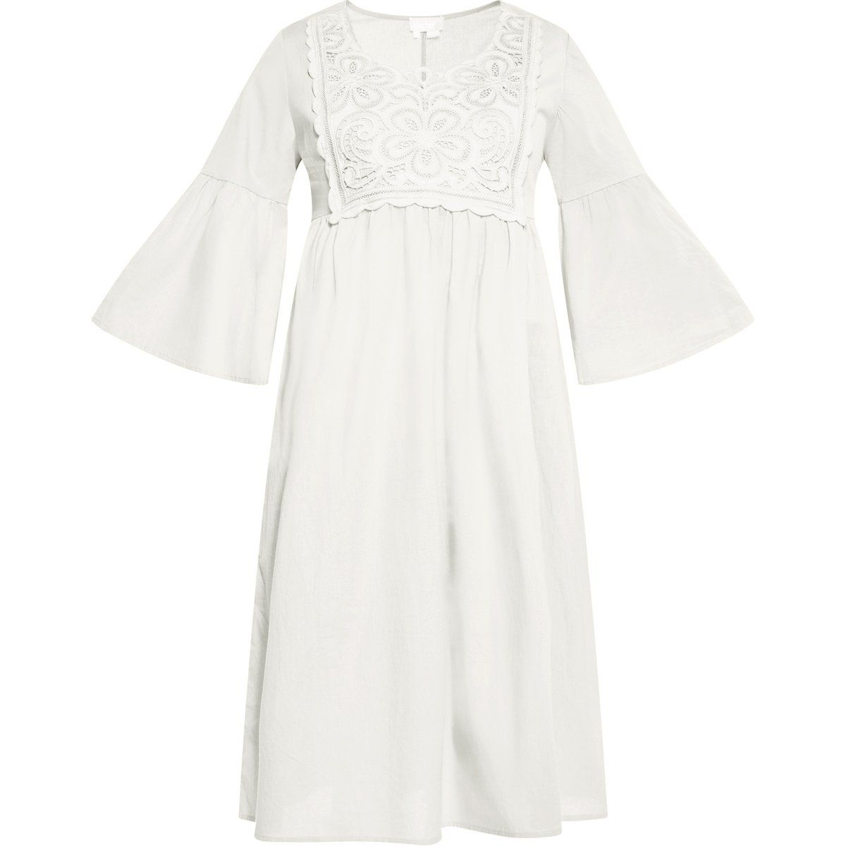 Besticktes Boho-Midikleid mit Glockenärmeln