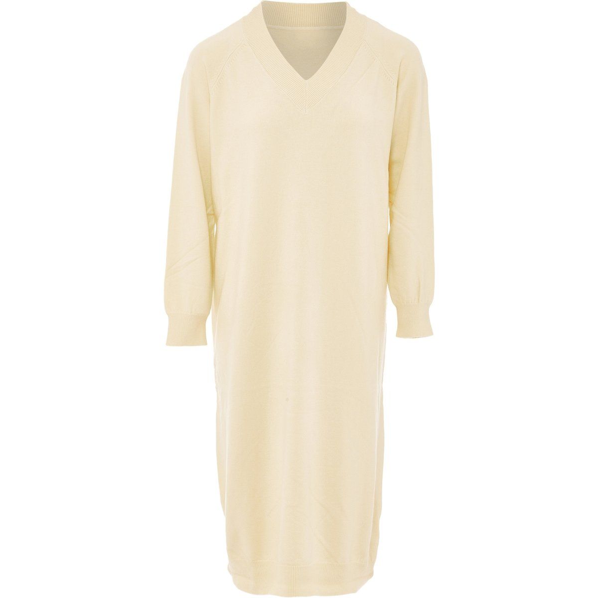 Bequemes V-Ausschnitt Strickkleid
